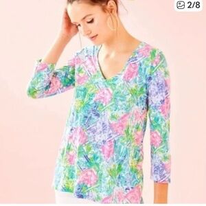 Lilly Pulitzer Pink and Blue Floral Blouse